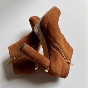 Michael Kors Suede Heeled Booties, Cognac Brown in size 6 1/5 M